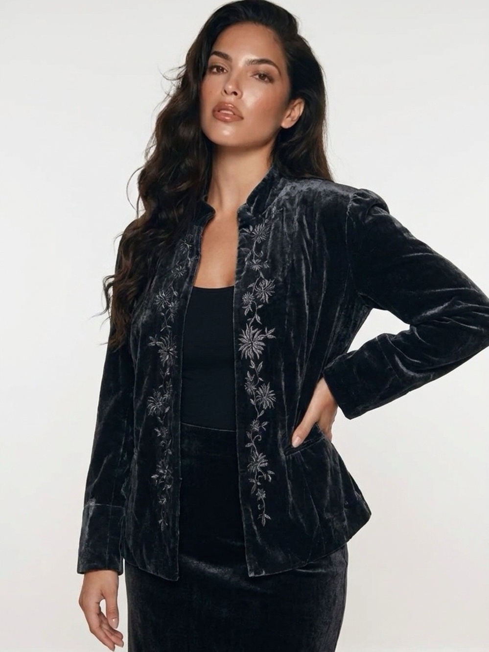 Apt 9 Elegant Black Embroidered Women's Jacket